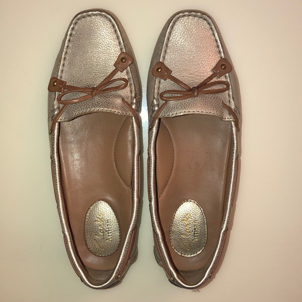 Clarks Artisan Metallic Gold Boat Shoes